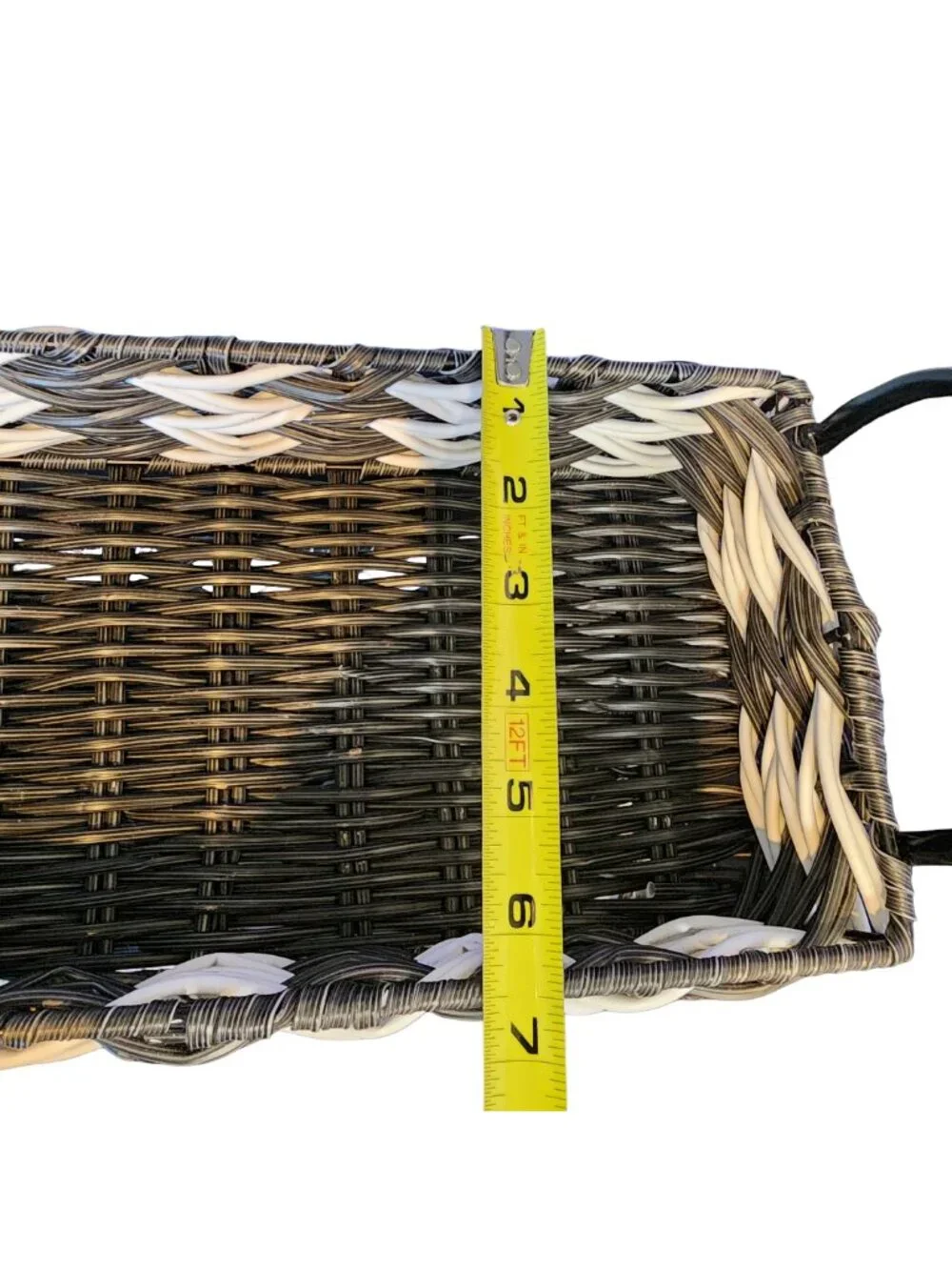2-Tier Black/White Woven Basket Storage Organizer | NWOT